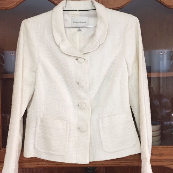 Banana Republic Jackets & Blazers - Banana Republic Off-White Textured Blazer Size 12
